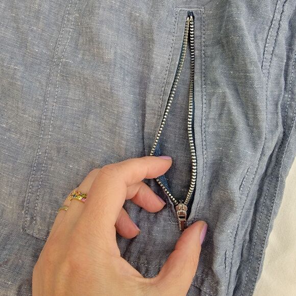 Athleta Cabo 100% Linen Blue Wide‎ Leg Pants Drawstring Pockets Plus Size 26 EUC - Picture 4 of 11